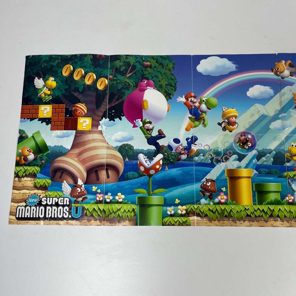 Nintendo New Super Mario Bros U Promo Poster Wii U Fold Out Panoramic 2012 Art - Picture 9 of 10